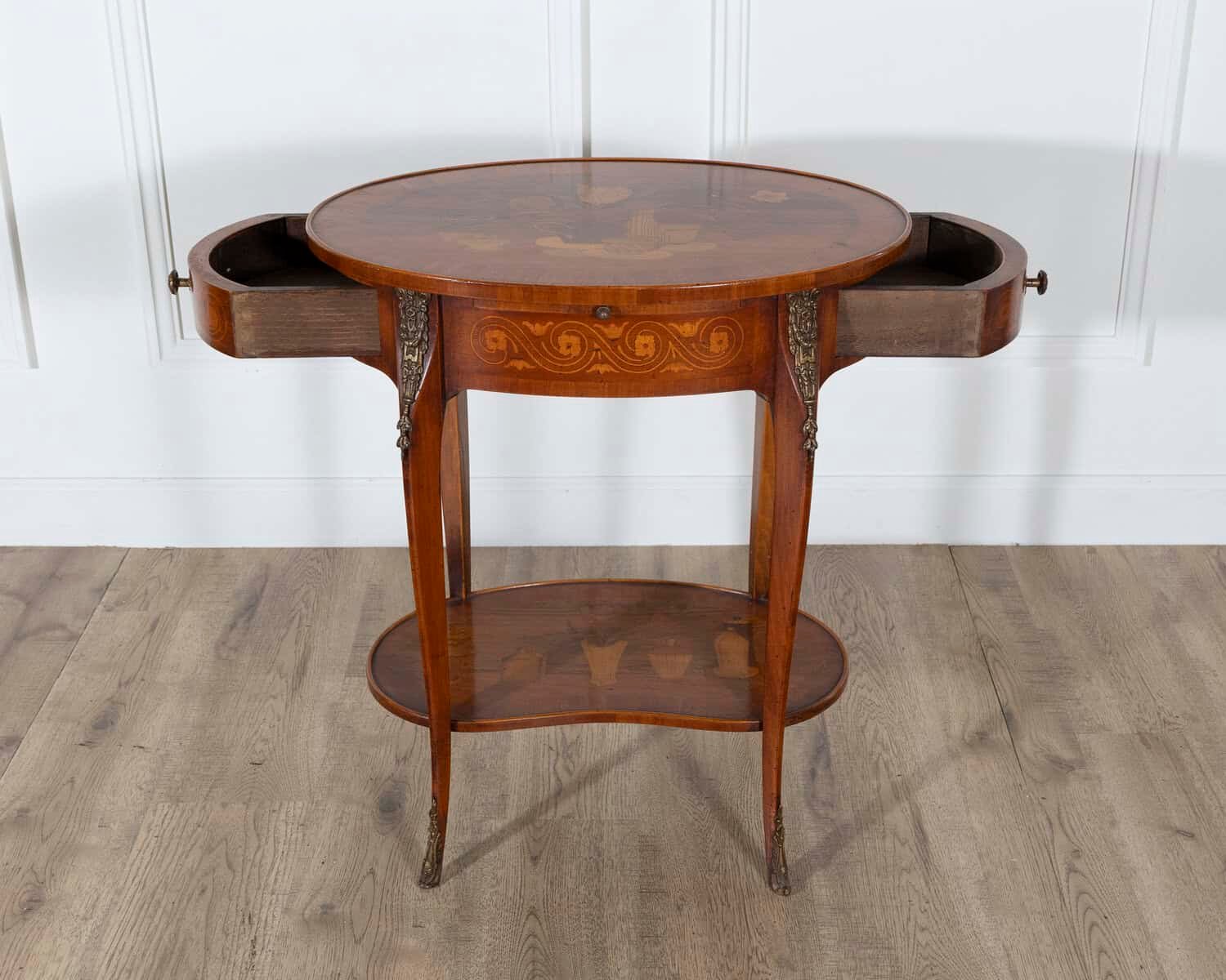 Napoleon III Marquetry Side Table with Floral Inlay, France, Late 19th Century - JAA