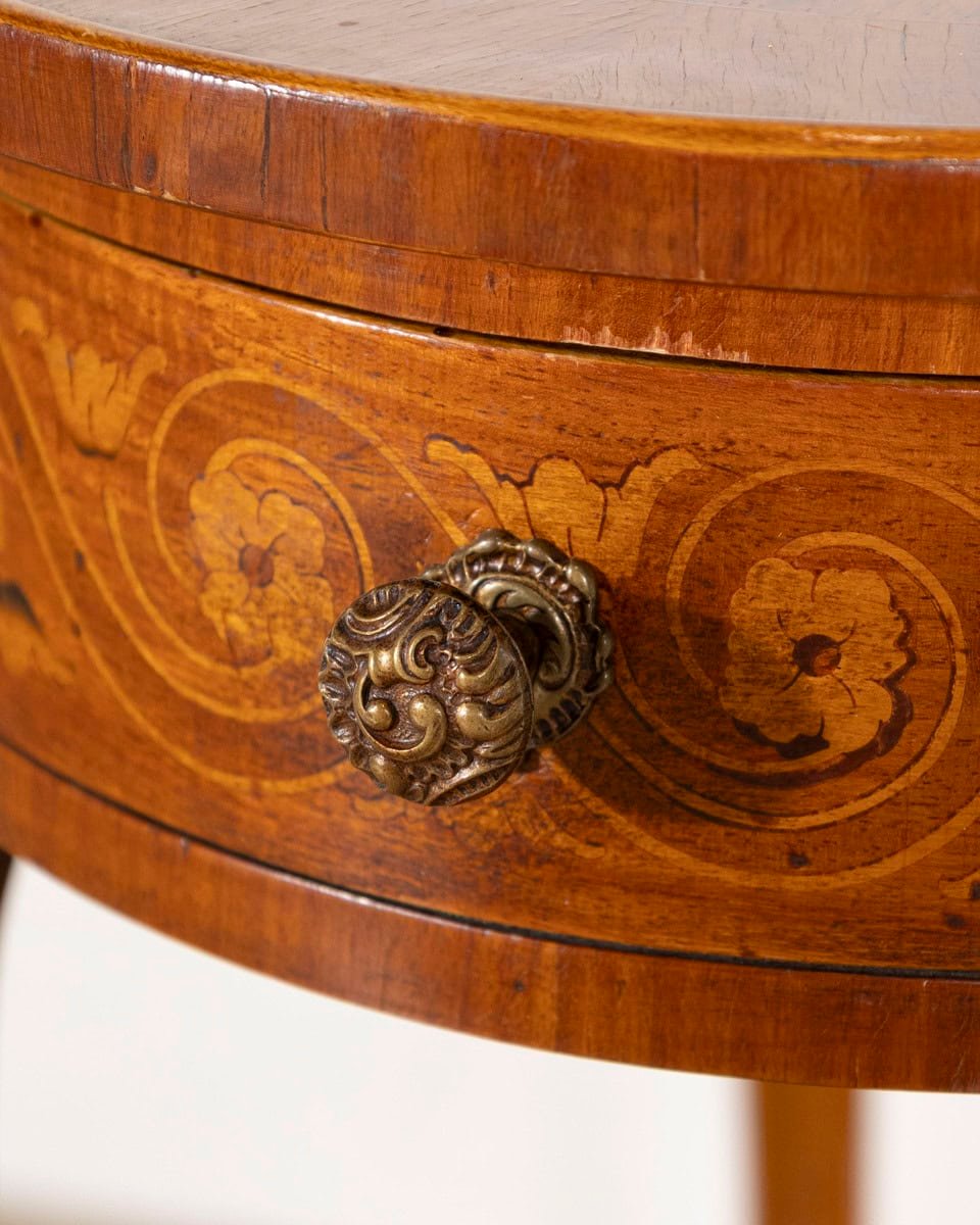 Napoleon III Marquetry Side Table with Floral Inlay, France, Late 19th Century - JAA