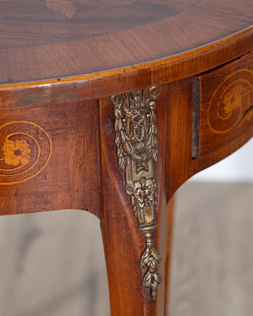 Napoleon III Marquetry Side Table with Floral Inlay, France, Late 19th Century - JAA
