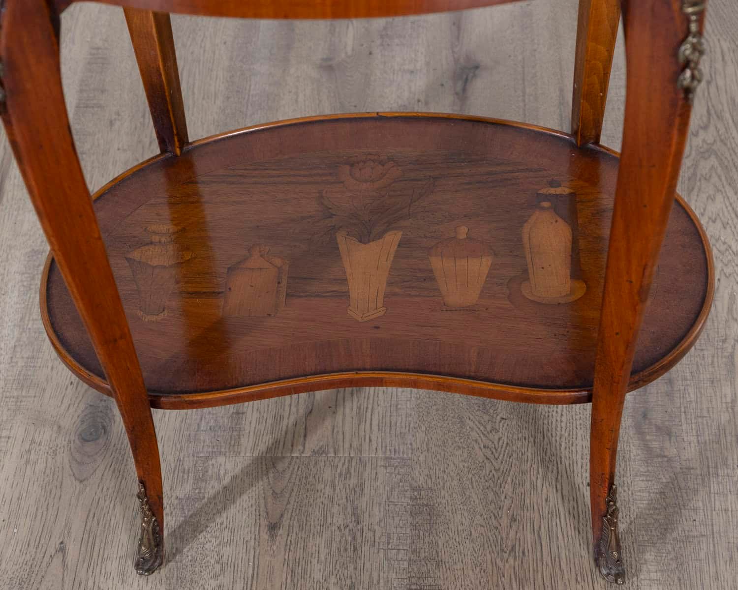 Napoleon III Marquetry Side Table with Floral Inlay, France, Late 19th Century - JAA