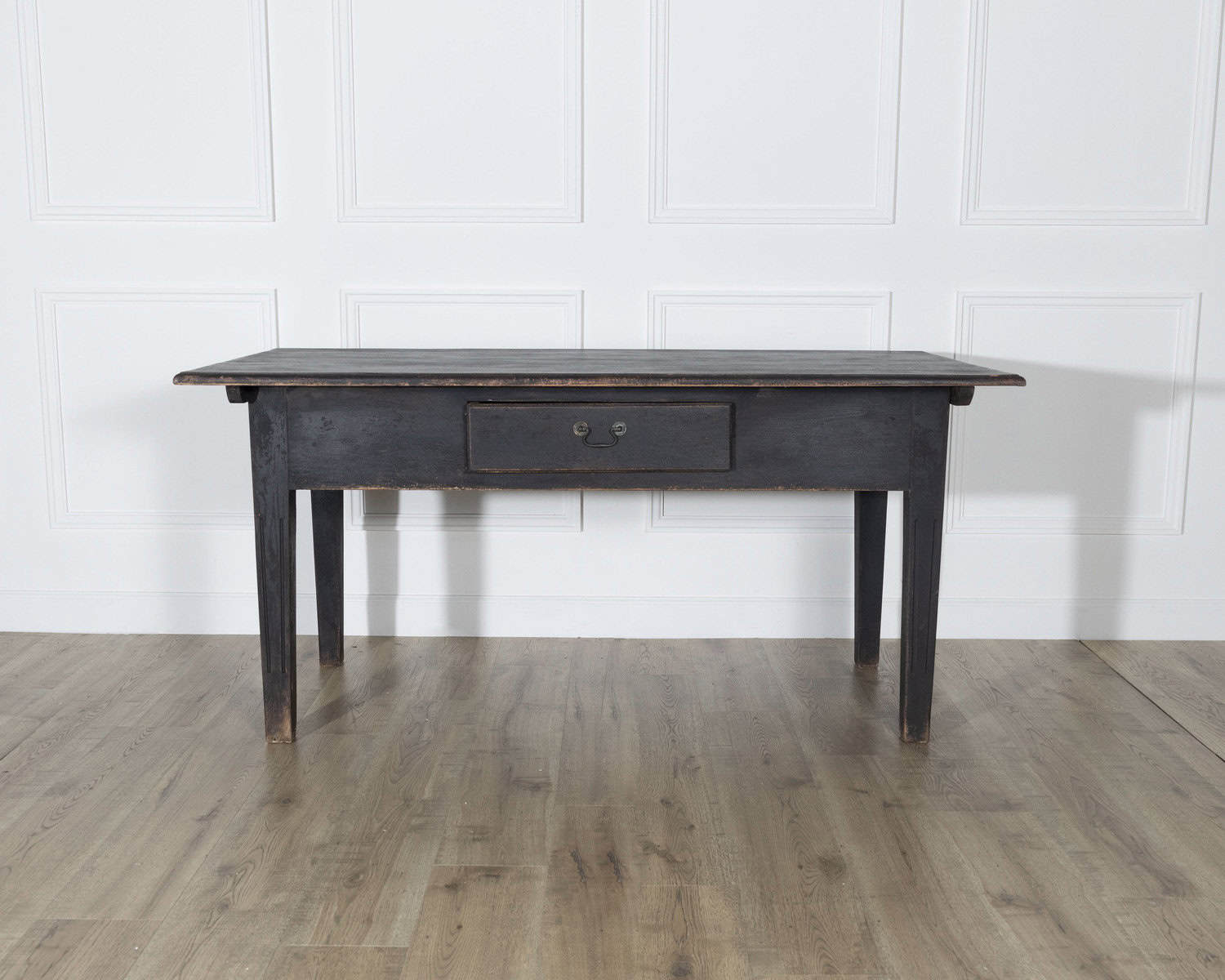 Early 20th Century Swedish Country Pine Kitchen Table in Black - JAA