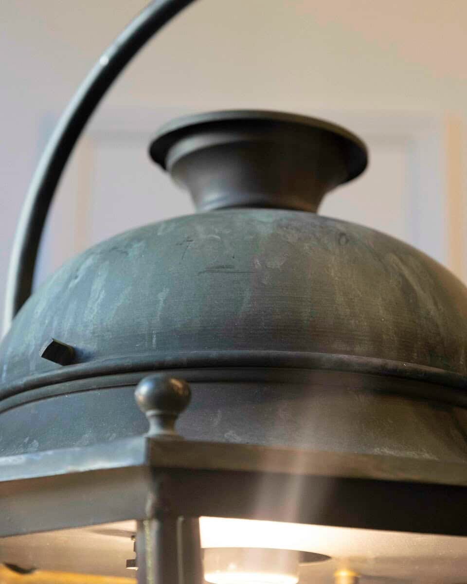 Pair of Hexagonal Copper Lanterns with Domed Tops - JAA