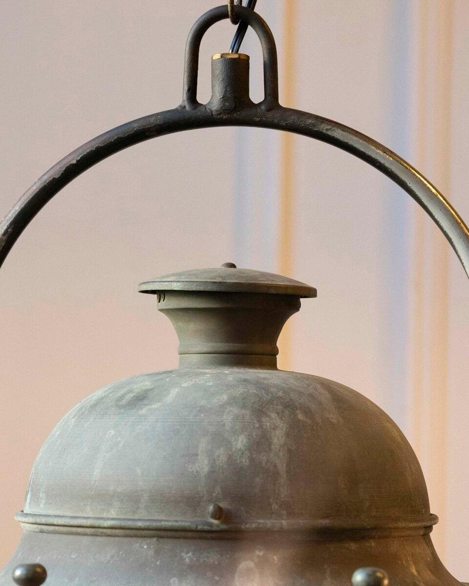 Pair of Hexagonal Copper Lanterns with Domed Tops - JAA