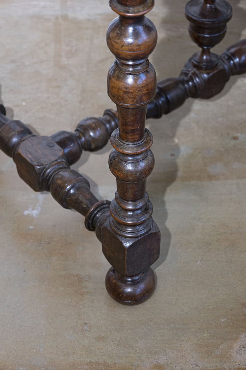 French Louis XIII Period Walnut Side Table with Baluster Legs and Carved Finial - JAA