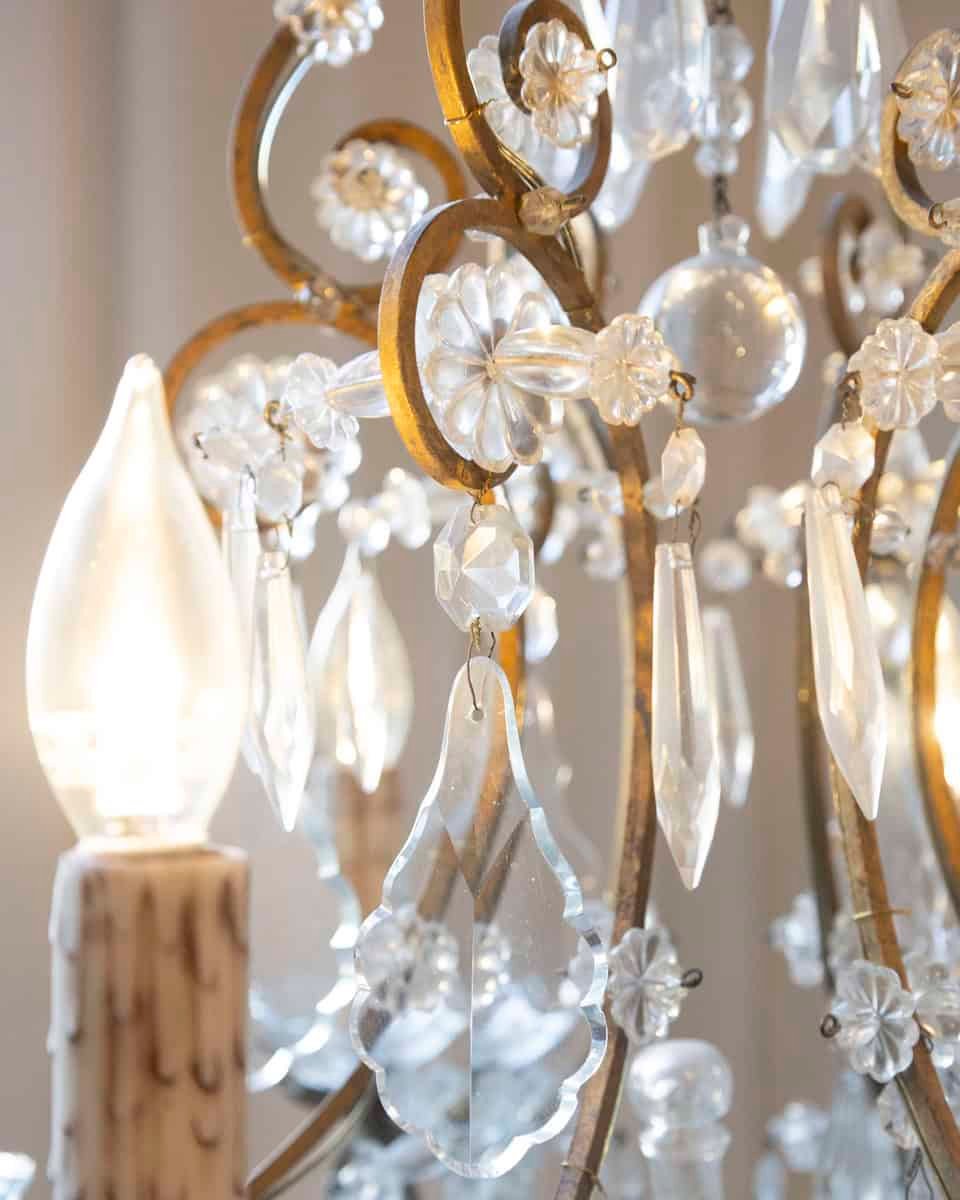 40% OFF at Checkout. Italian Rococo Style 1890s Six-Light Crystal Chandelier with Gilt Metal Armature - JAA