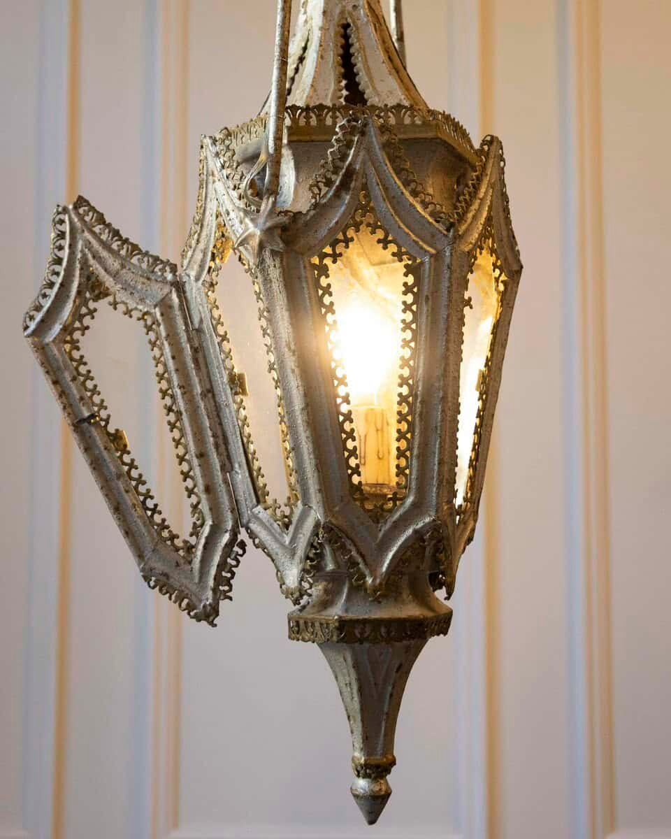 English 19th Century Painted Iron Gothic Revival Period Lanterns - JAA