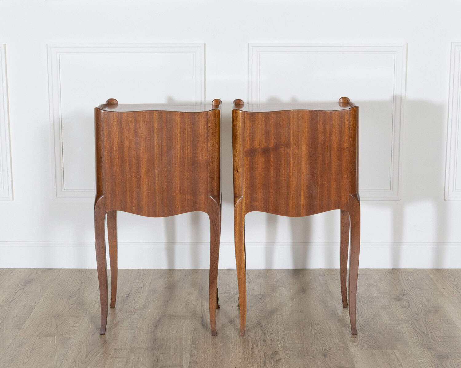 Pair of Louis XV Style Marquetry Bedside Tables with Floral Inlay - JAA