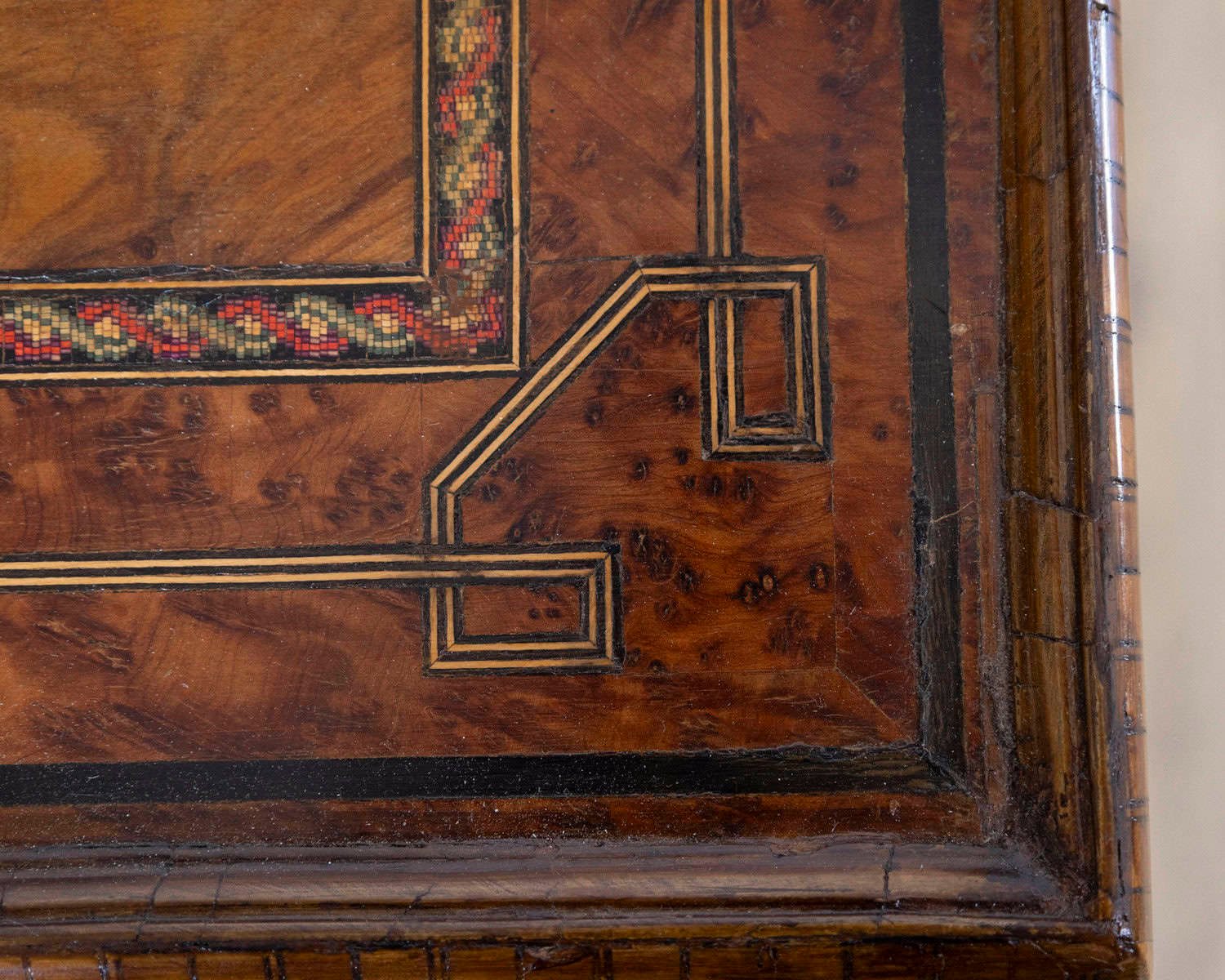 Tuscan Inlaid Walnut Side Table with Swallow Motif, Late 19th Century - JAA