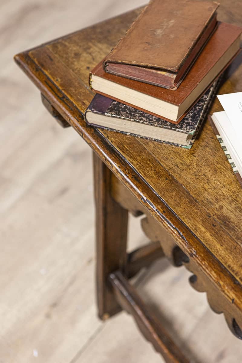 Italian 18th Century Walnut Side Table with Carved Apron and Single Drawer - JAA