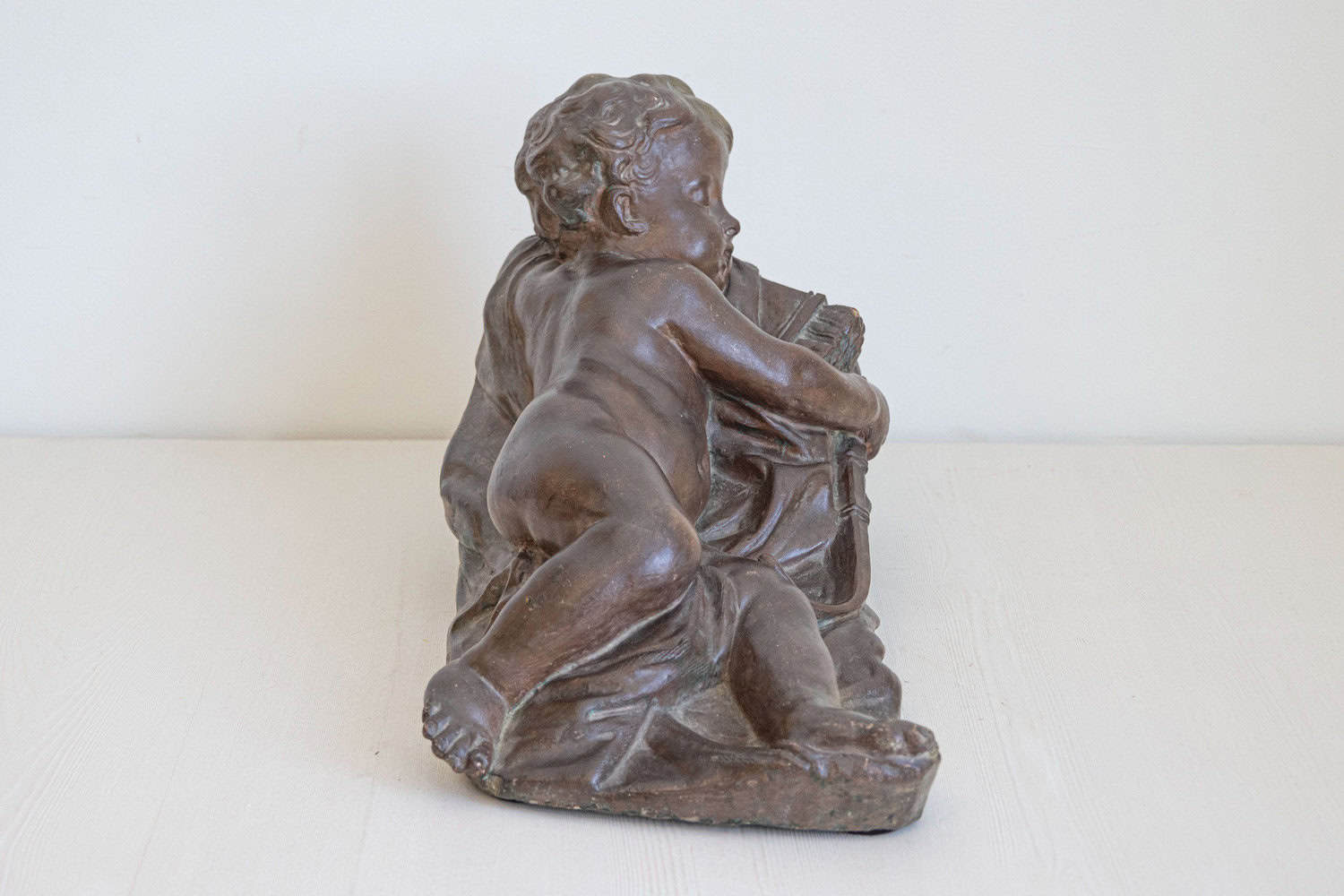 French 19th Century Terracotta Sleeping Cupid after Giovacchino Fortini - JAA
