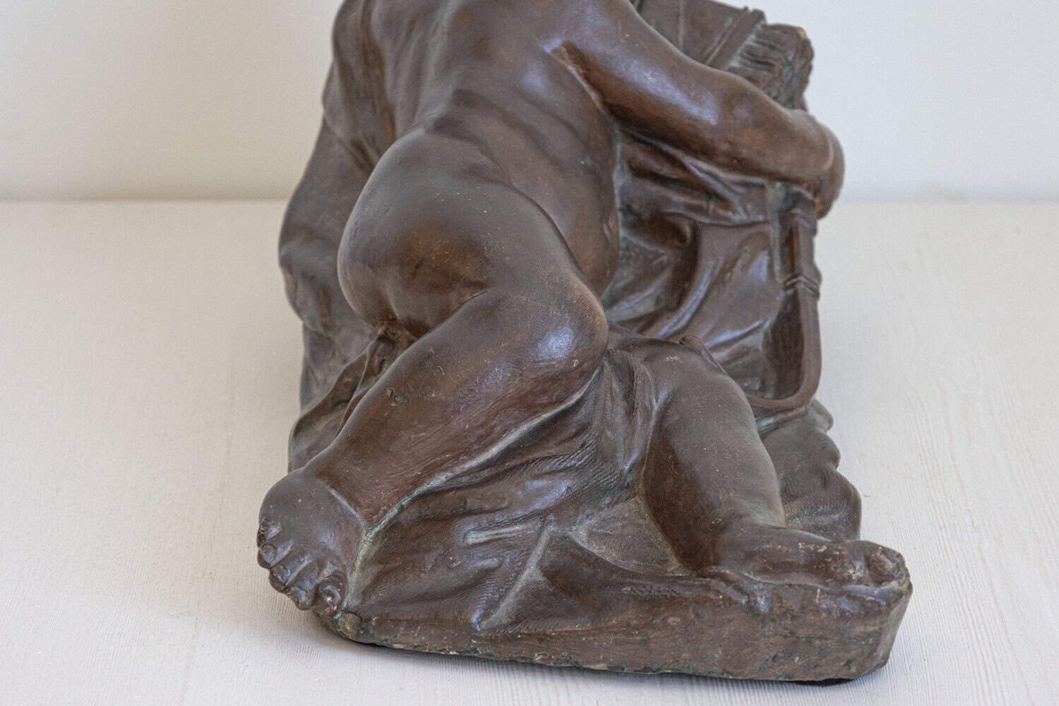 French 19th Century Terracotta Sleeping Cupid after Giovacchino Fortini - JAA