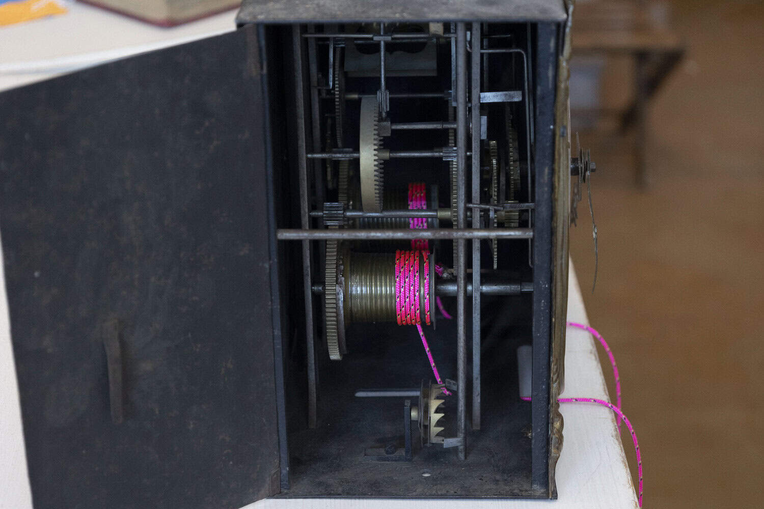 French Napoléon III Carved Walnut Long Case Clock with Brass Farming Scene - JAA