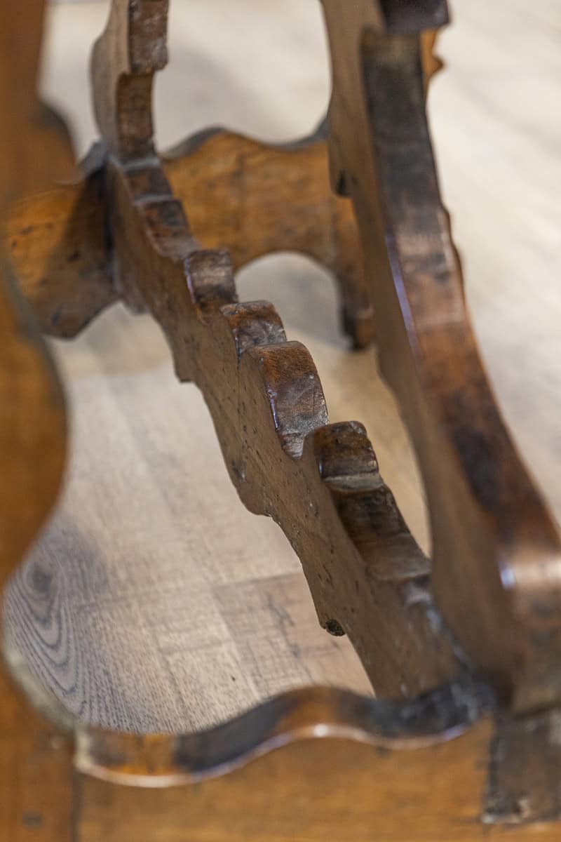 17th Century Italian Baroque Period Walnut Demilune Table with Carved Lyre Base - JAA