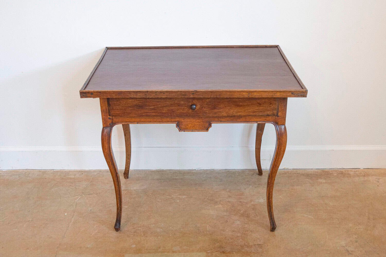 French Louis XV Period 18th Century Game Table with Brown Leather Top - JAA