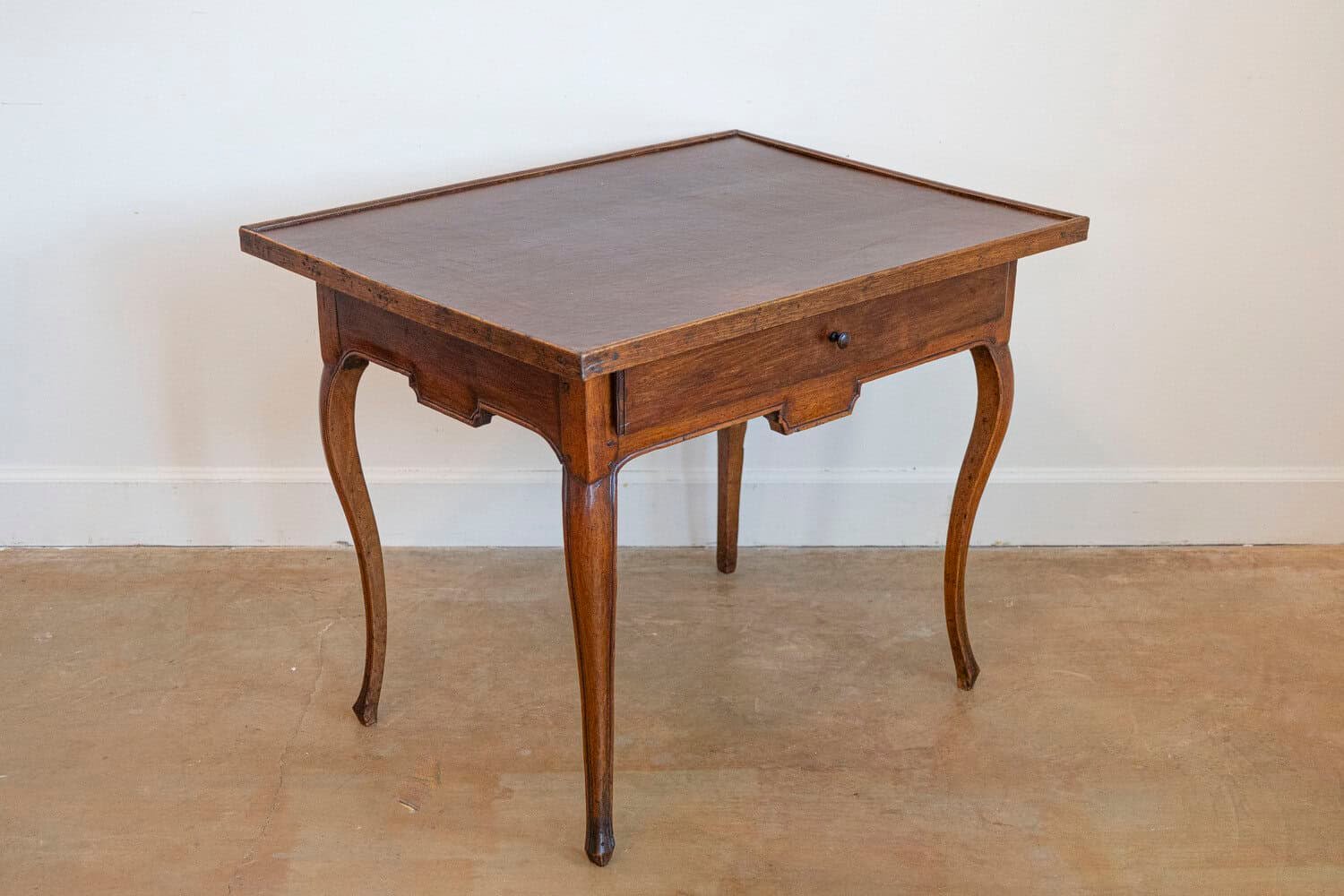 French Louis XV Period 18th Century Game Table with Brown Leather Top - JAA