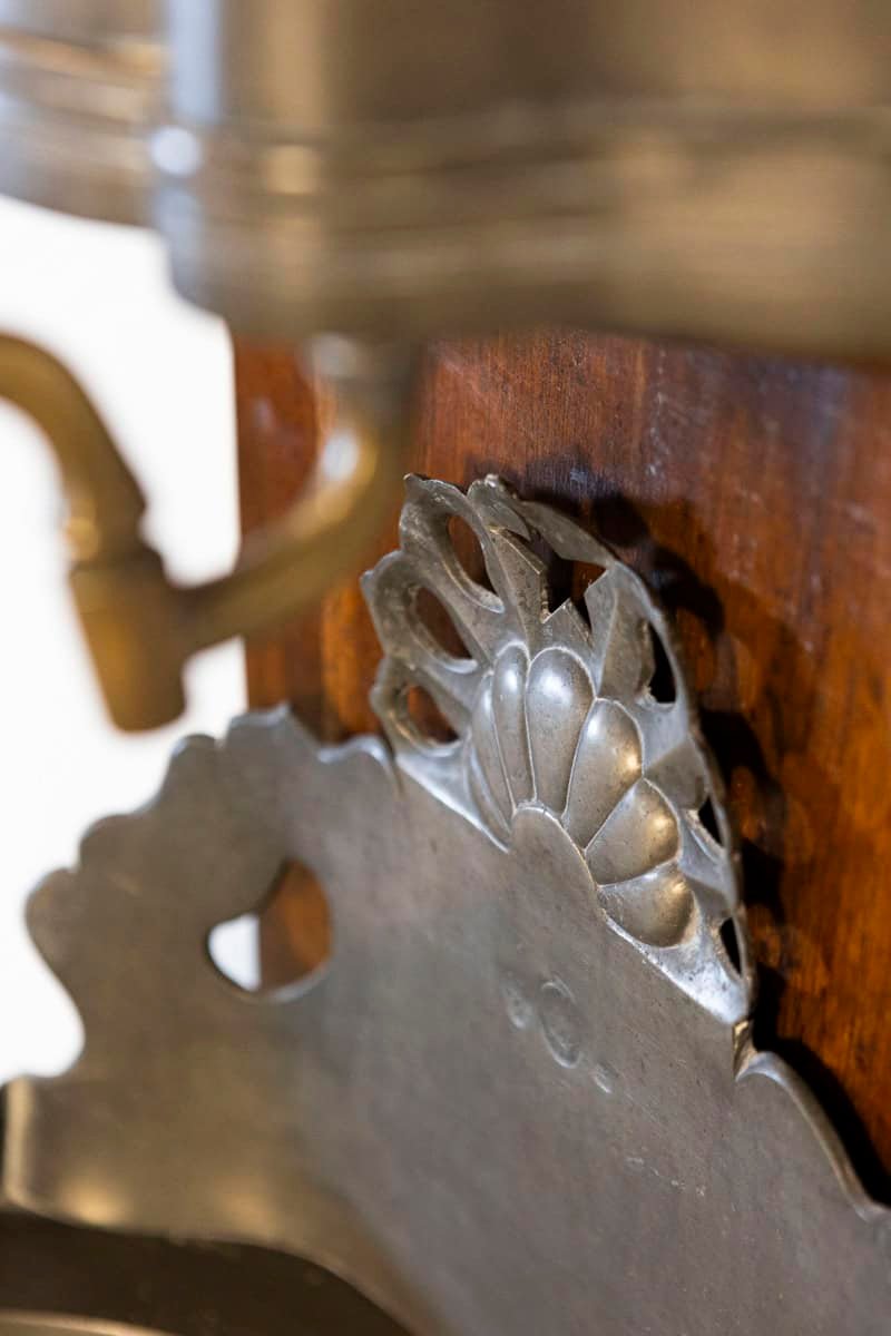 French Late 18th Century Louis XV Pewter Lavabo Mounted on Walnut Stand - JAA