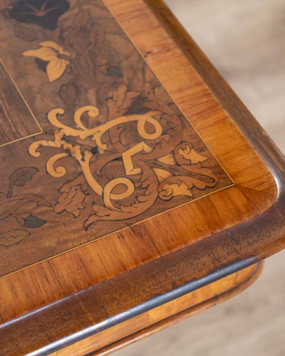 Lombardy Rectangular Table in Walnut and Precious Wood Marquetry, Italy, 19th Century - JAA