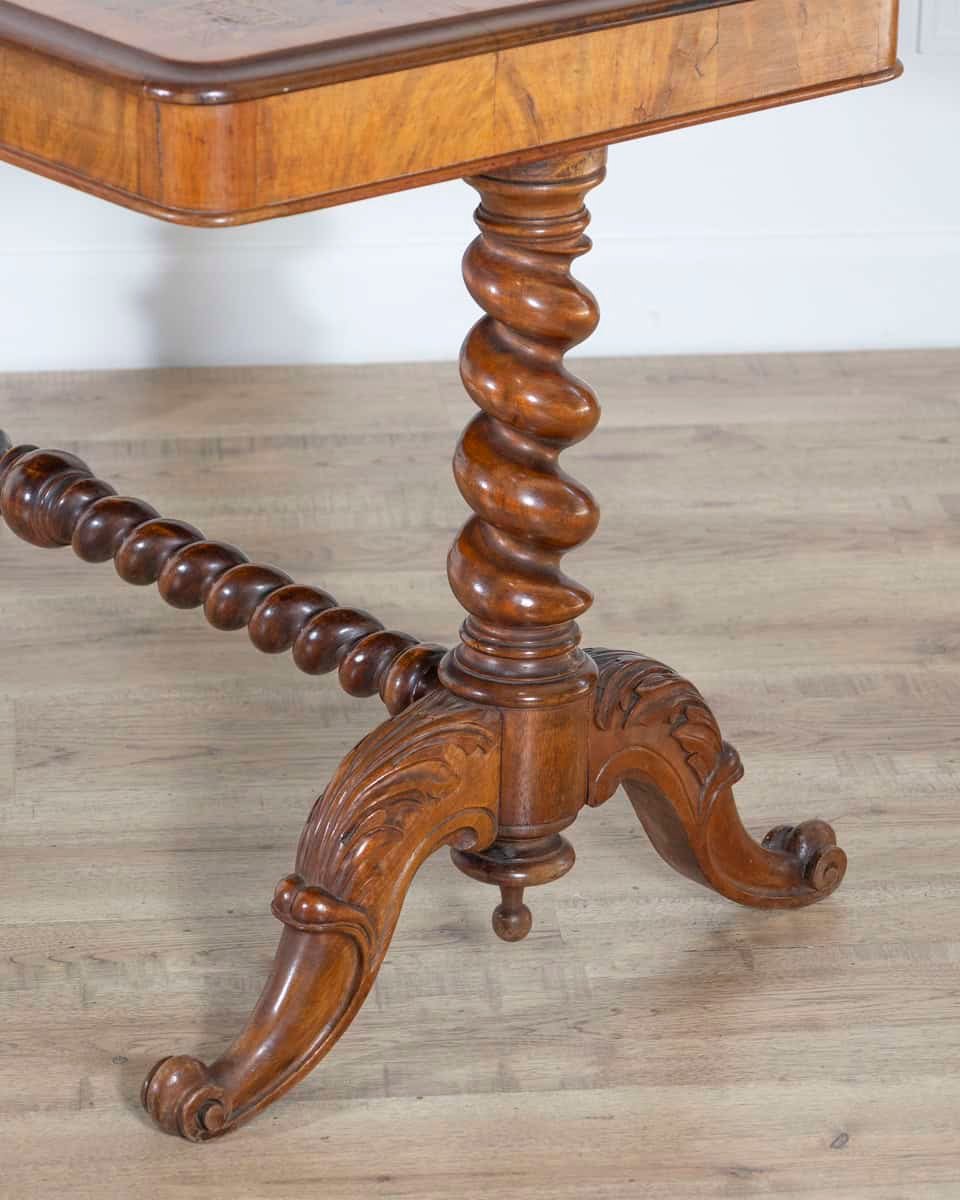 Lombardy Rectangular Table in Walnut and Precious Wood Marquetry, Italy, 19th Century - JAA