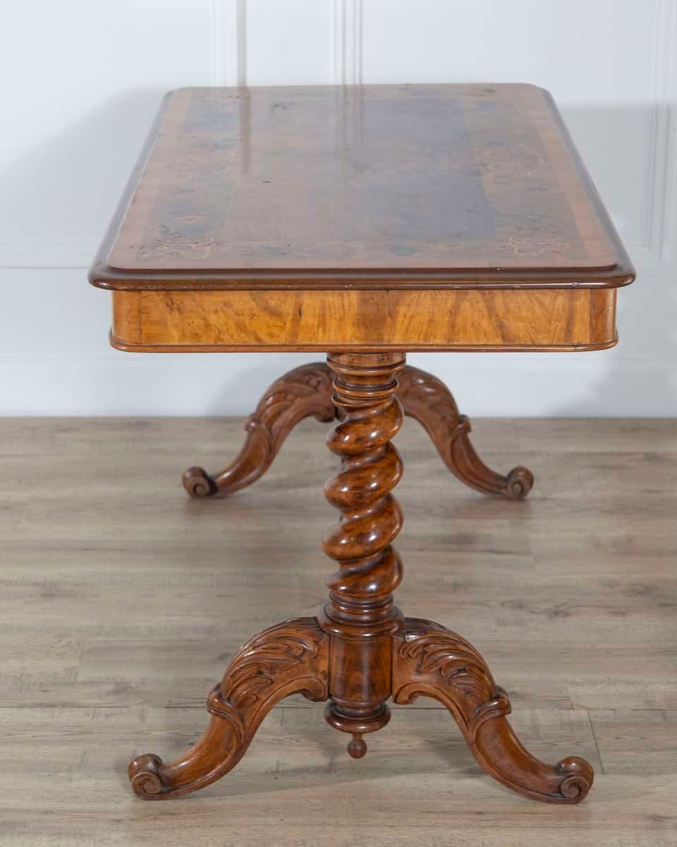 Lombardy Rectangular Table in Walnut and Precious Wood Marquetry, Italy, 19th Century - JAA