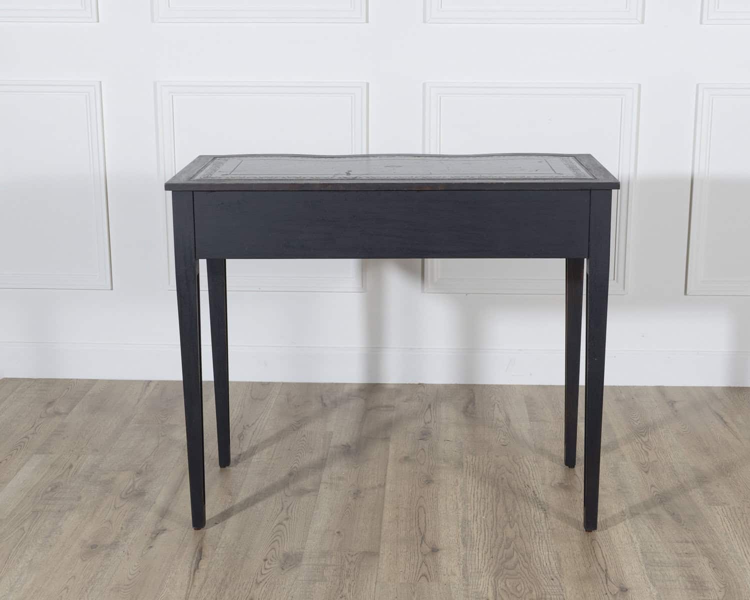 Mid-20th Century Black Console Desk with Curved Front and Original Leather Top - JAA