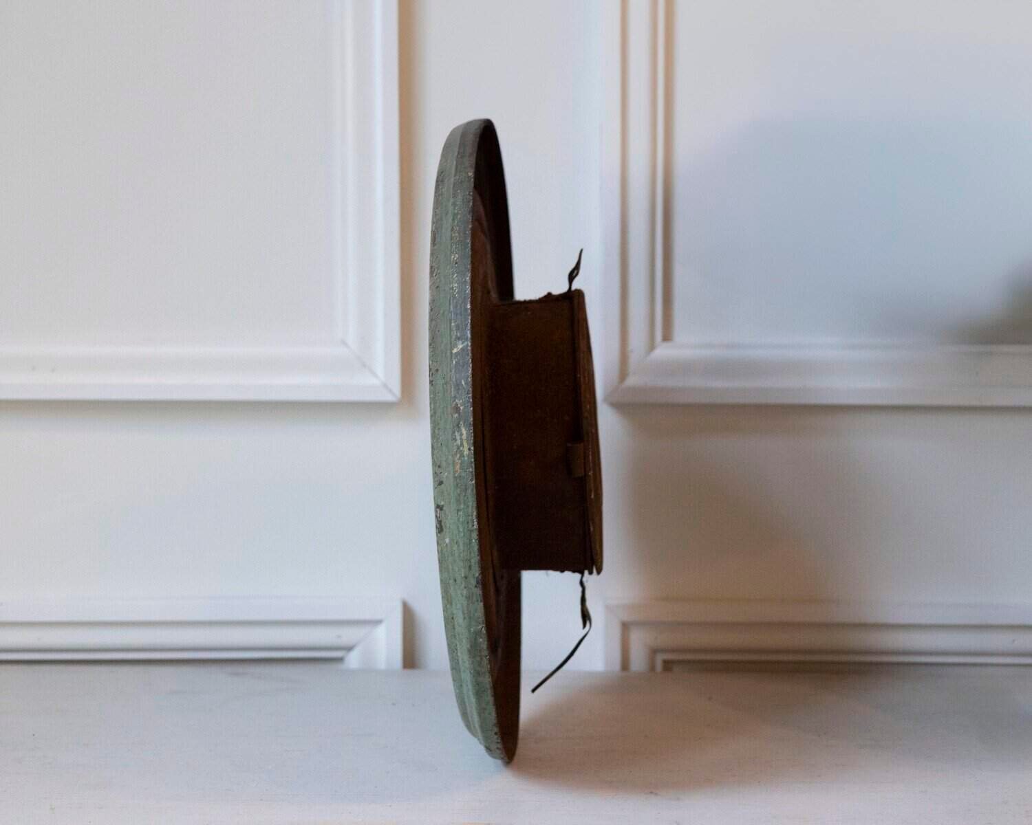 19th Century French Wall Clock with Aged Green Patina - JAA