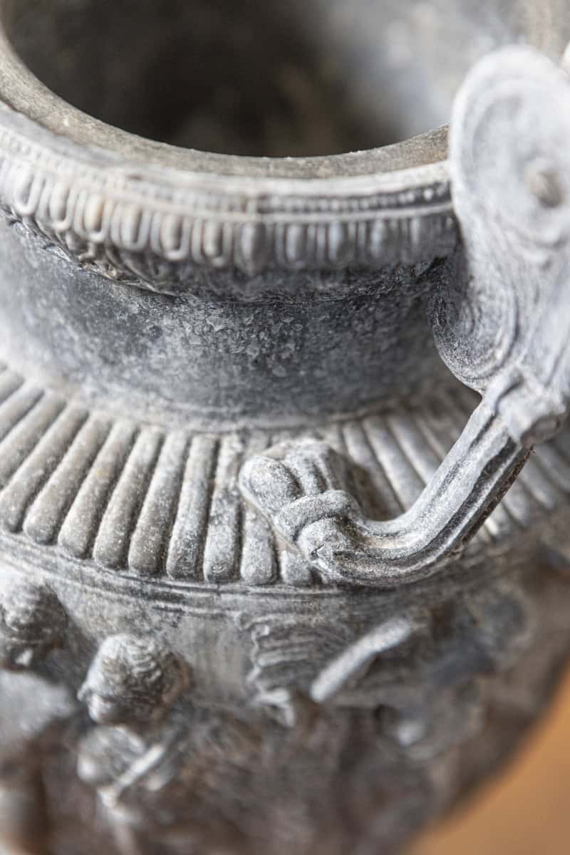 Pair of French Neoclassical 19th Century Baluster Urns with Low-Relief Décor - JAA