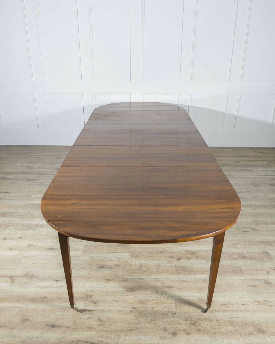 Early 20th Century French Restoration-Style Solid Walnut Extension Dining Table, 8 Feet - JAA