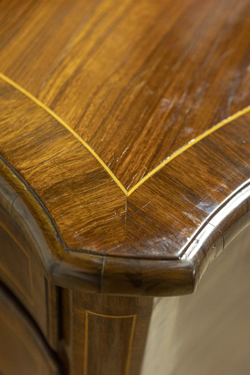 Tuscan 1890s Walnut and Mahogany Four-Drawer Commode with Banding Inlay - JAA