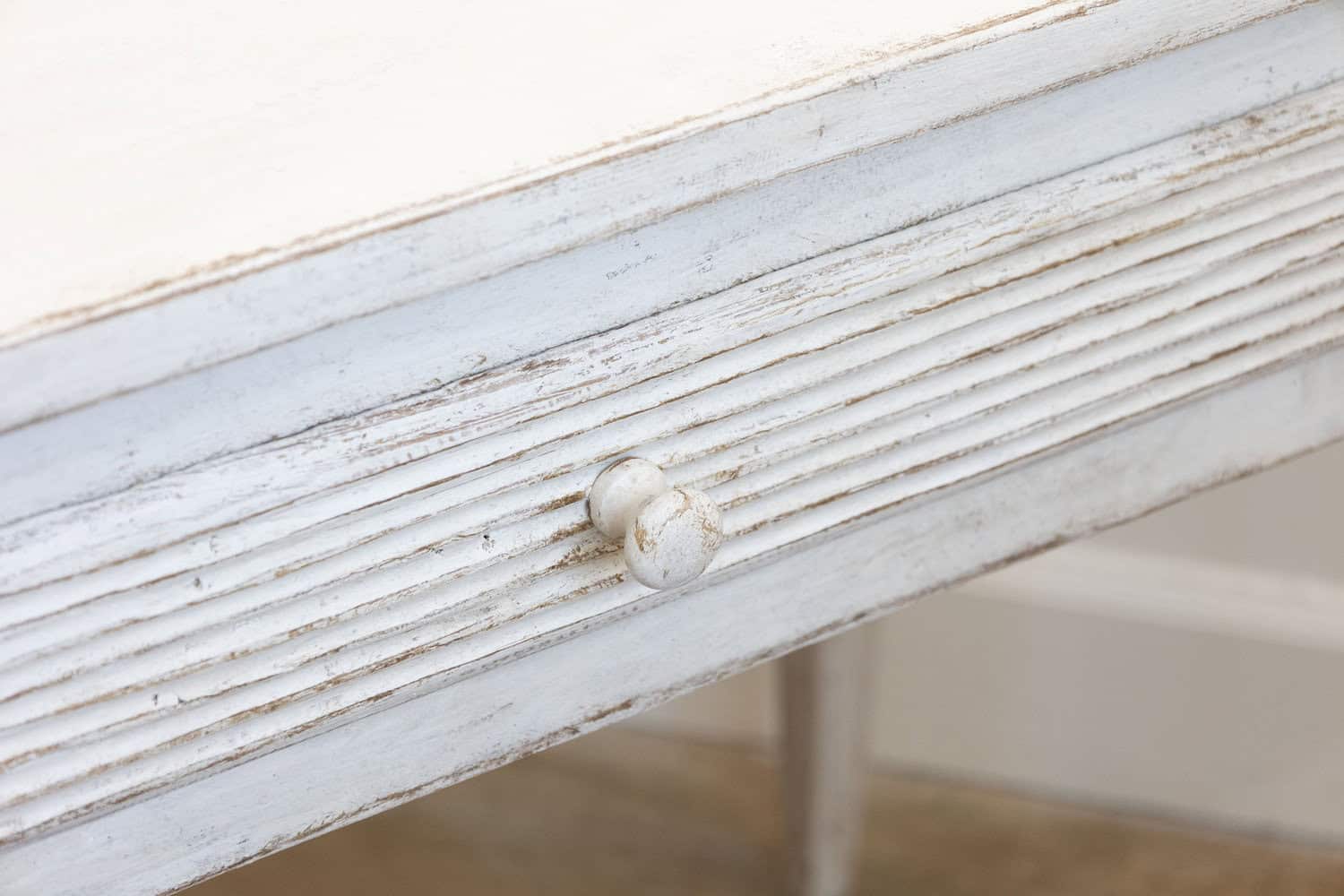 Swedish Gustavian Style Painted Side Table with Reeded Drawer and Tapered Legs - JAA