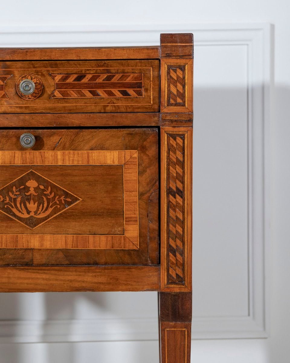 Second Half Of The 18th Century Inlayed And Veneered Neoclassic Bedside Tables - JAA