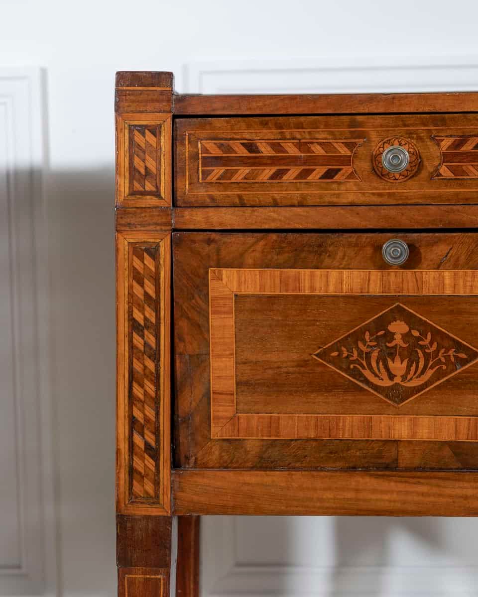 Second Half Of The 18th Century Inlayed And Veneered Neoclassic Bedside Tables - JAA