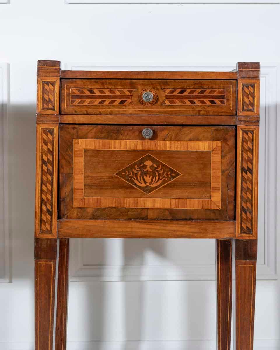 Second Half Of The 18th Century Inlayed And Veneered Neoclassic Bedside Tables - JAA