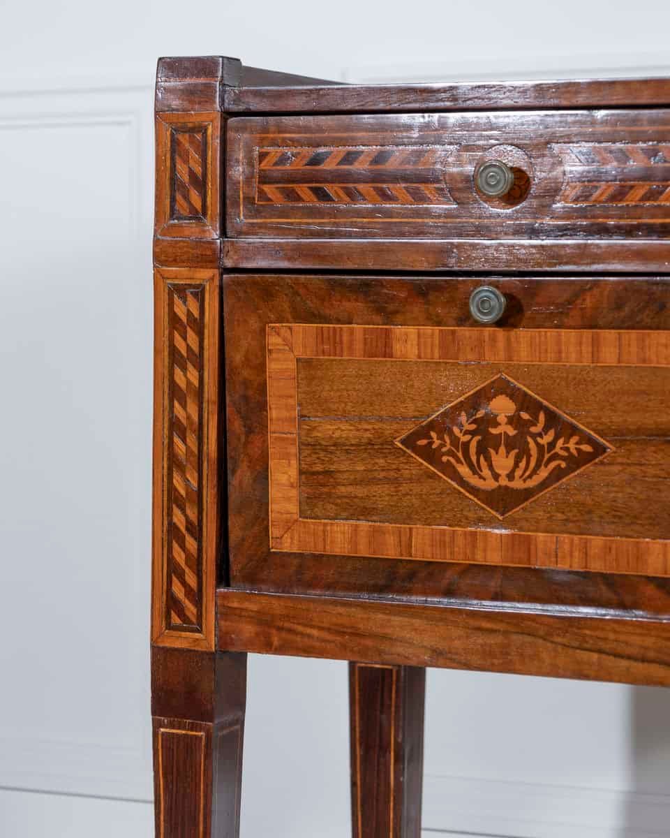 Second Half Of The 18th Century Inlayed And Veneered Neoclassic Bedside Tables - JAA