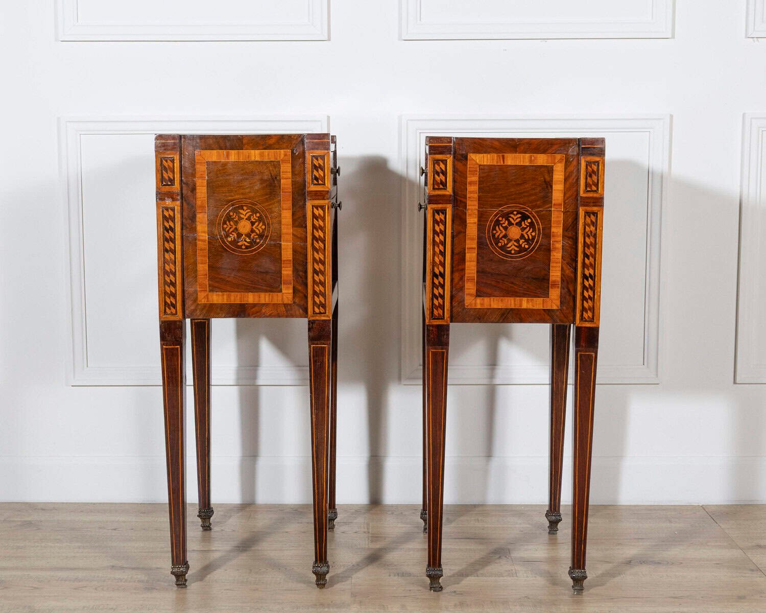 Second Half Of The 18th Century Inlayed And Veneered Neoclassic Bedside Tables - JAA