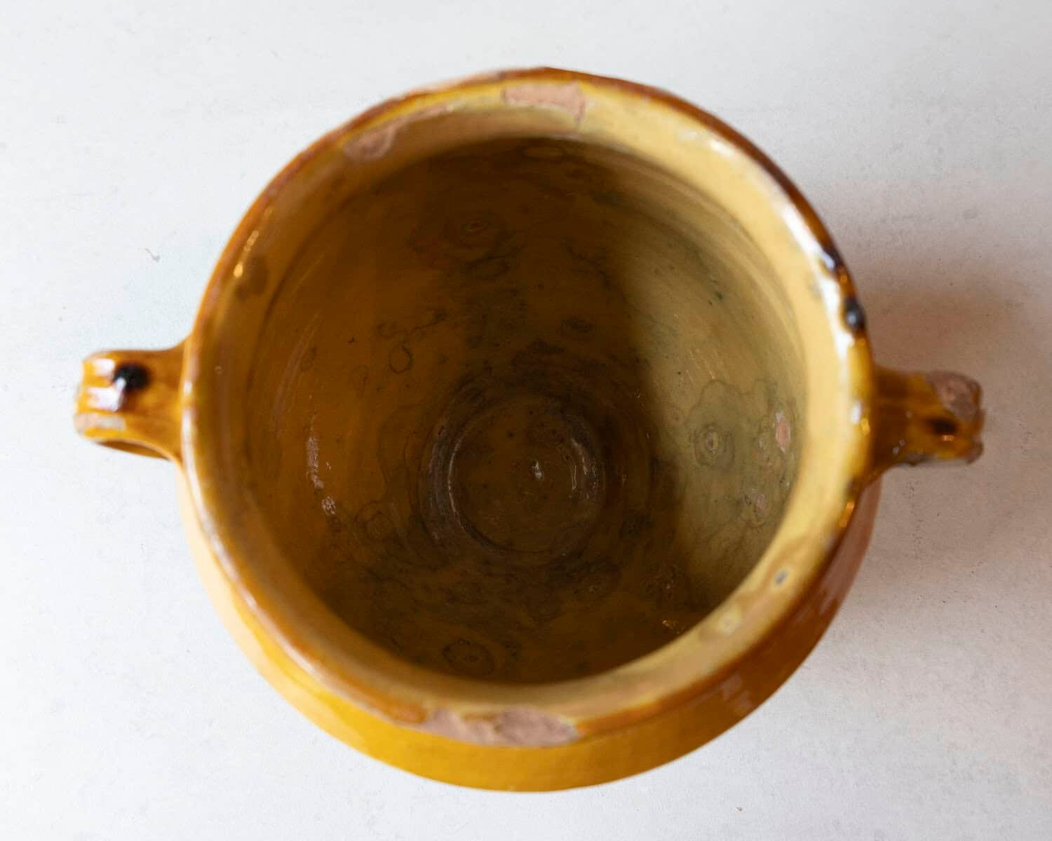 19th Century French Glazed Terracotta Jug with Ochre Yellow Glaze - JAA