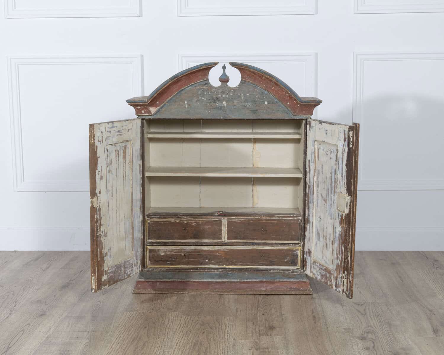 Early 19th Century Swedish Painted Wall Cabinet in Larch, Dated 1818 - JAA