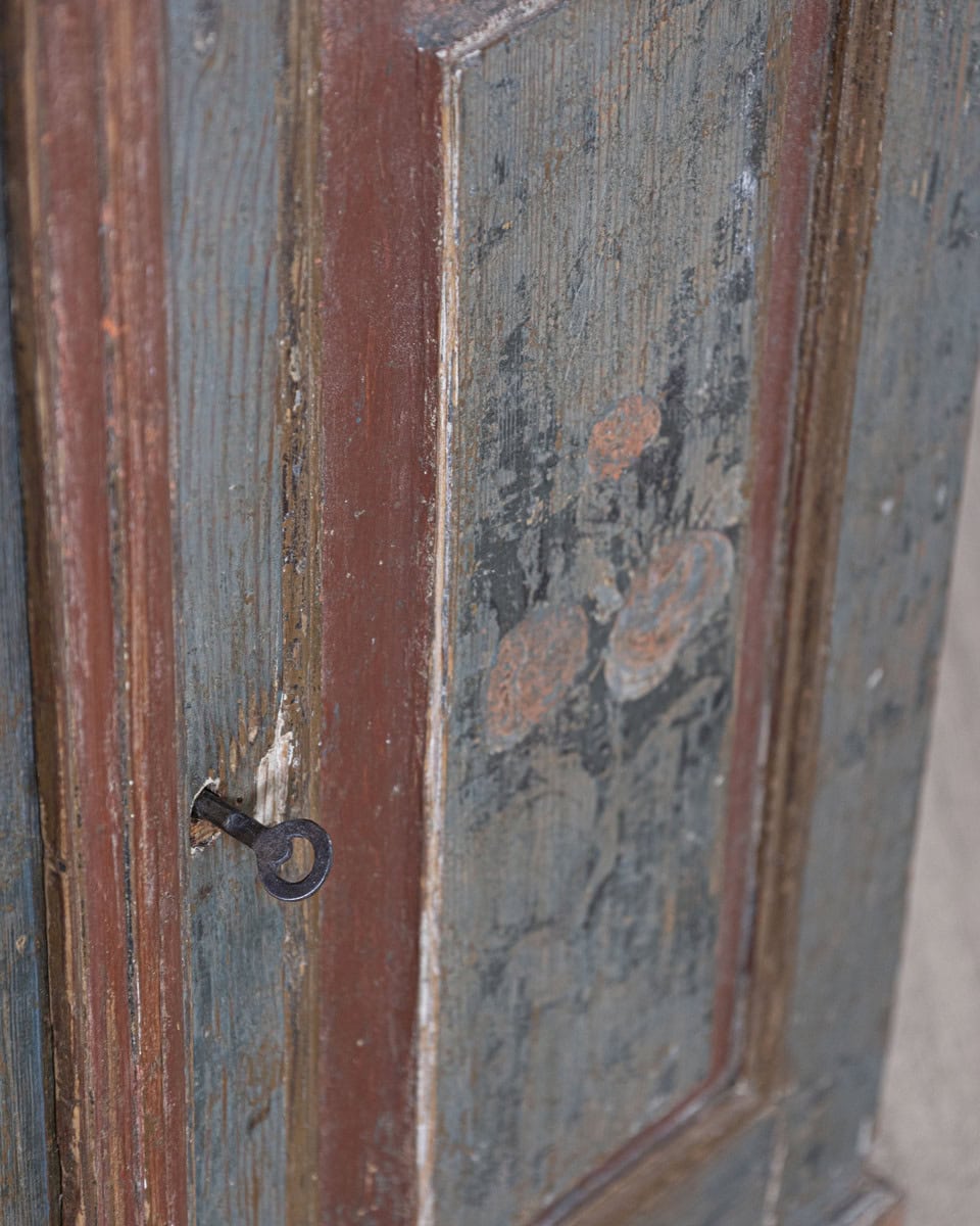 Early 19th Century Swedish Painted Wall Cabinet in Larch, Dated 1818 - JAA