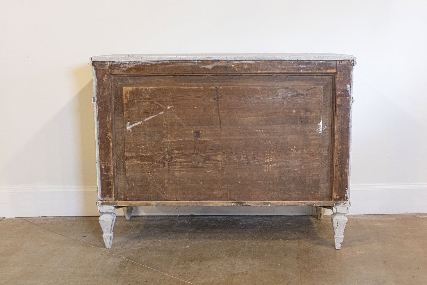 Pair of Swedish Gustavian Style Painted Breakfront Chests with Fluted Posts - JAA