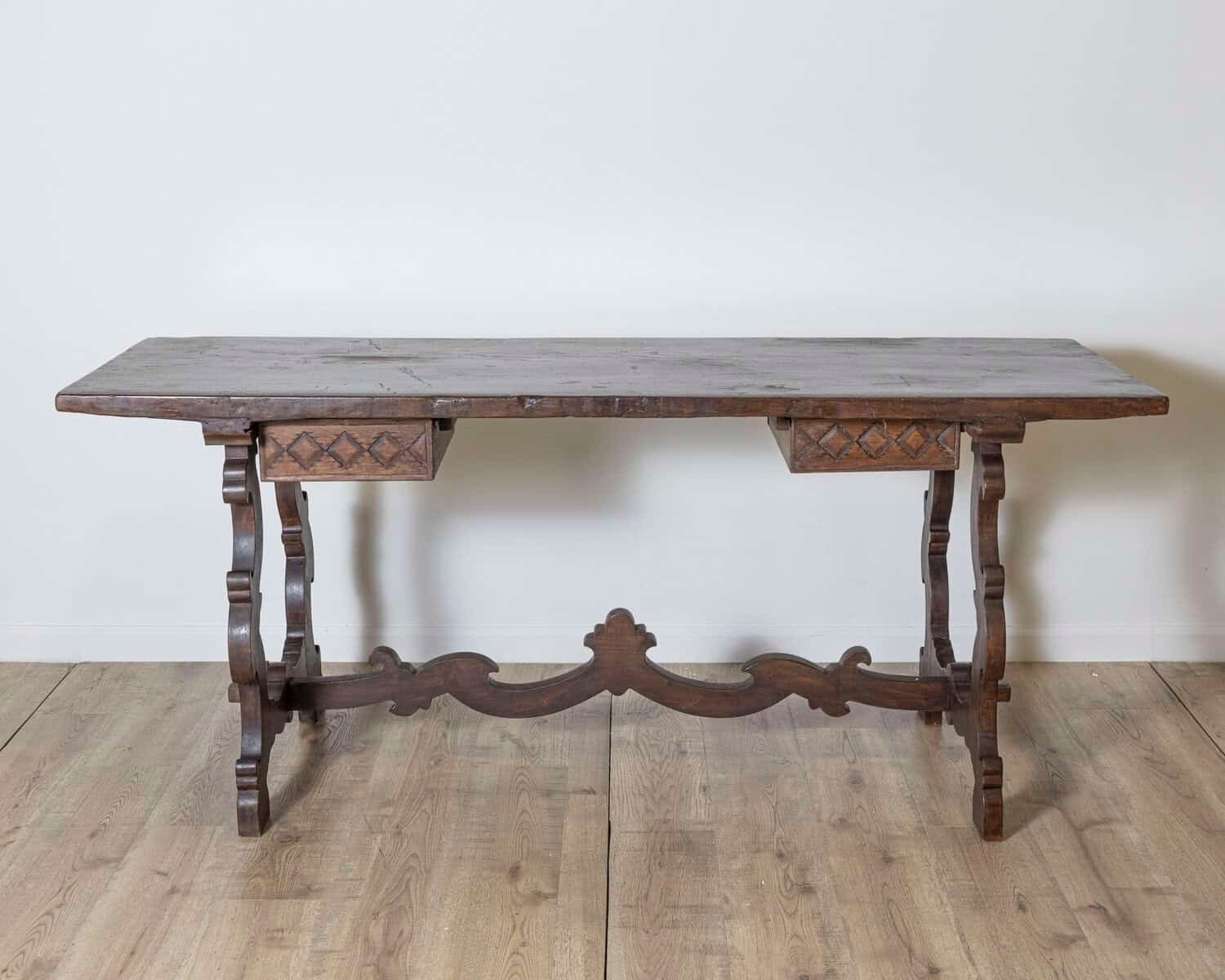 18th Century Italian Fratino Table with Single Chestnut Top and 19th Century Base - JAA