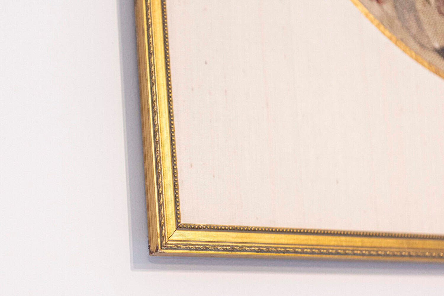 French 19th Century Framed Needlepoint Tapestry with Ribbon and Floral Décor - JAA