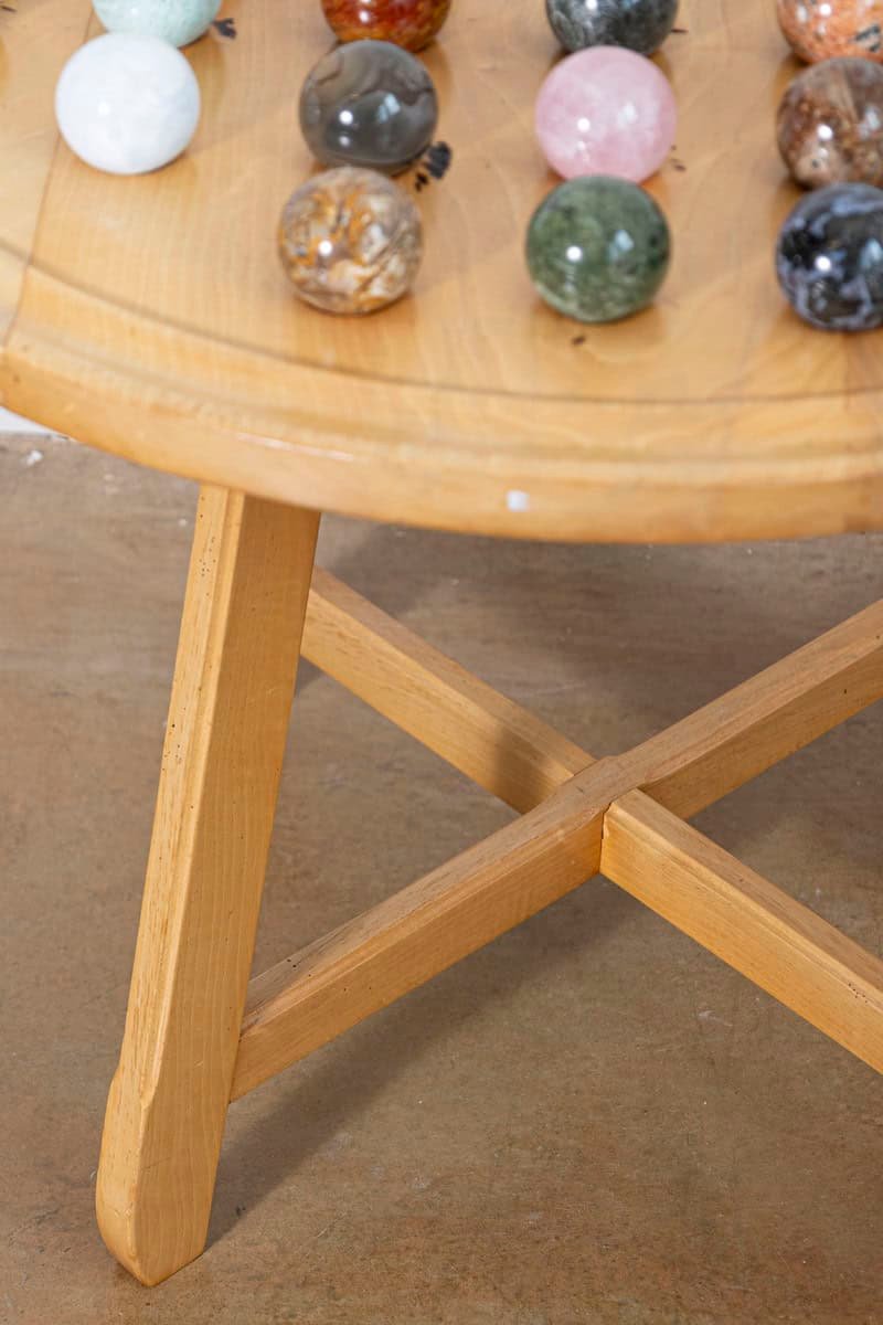 19th-Century French Solitaire Game Table with Hand-Carved Marble Spheres - JAA