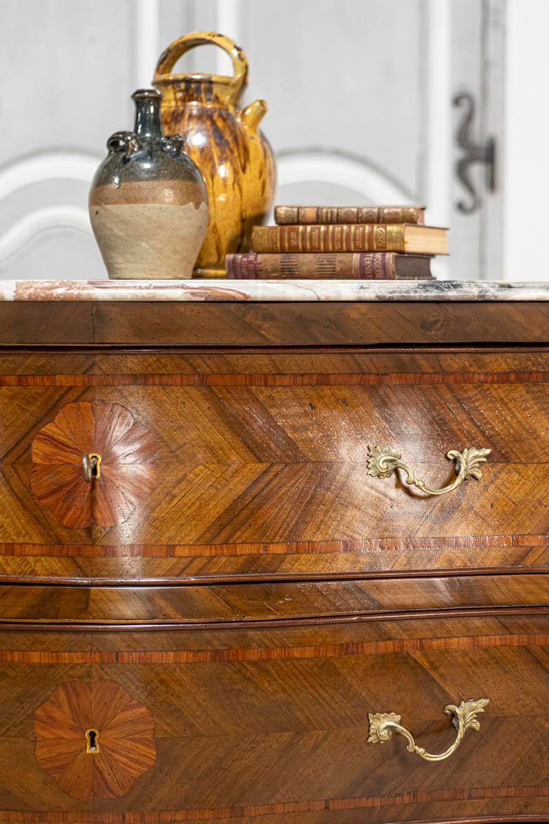 Pair of 20th Century Italian Marble top Commodes Circa 1900 - JAA