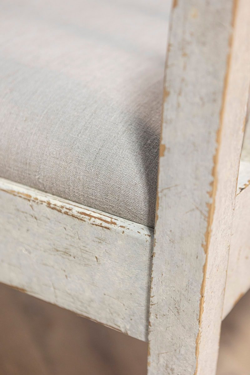 20th Century Swedish Gustavian Style Gray Painted Sofa Bench - JAA