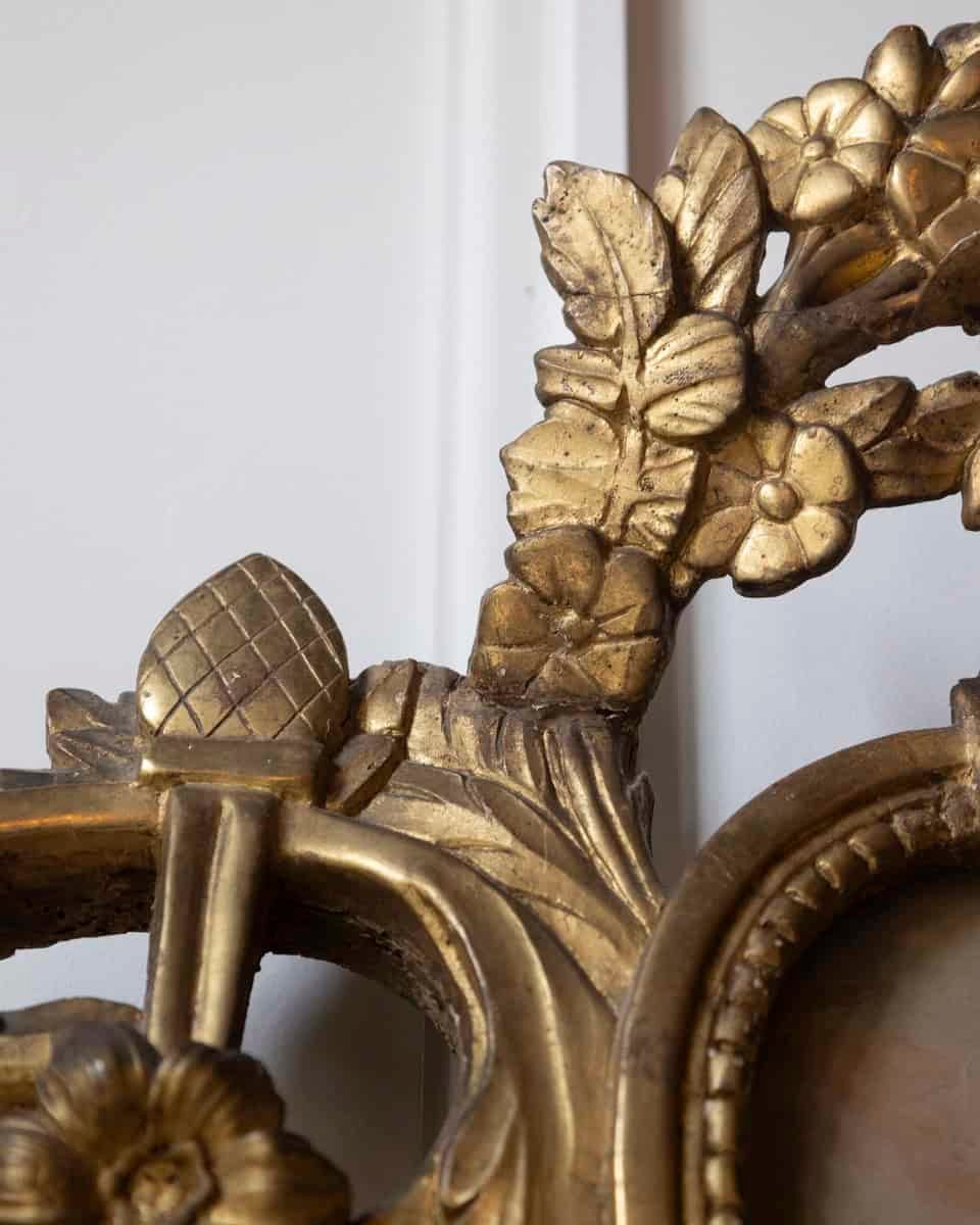 18th Century French Louis XVI Giltwood Mirror with Cherub Medallion - JAA