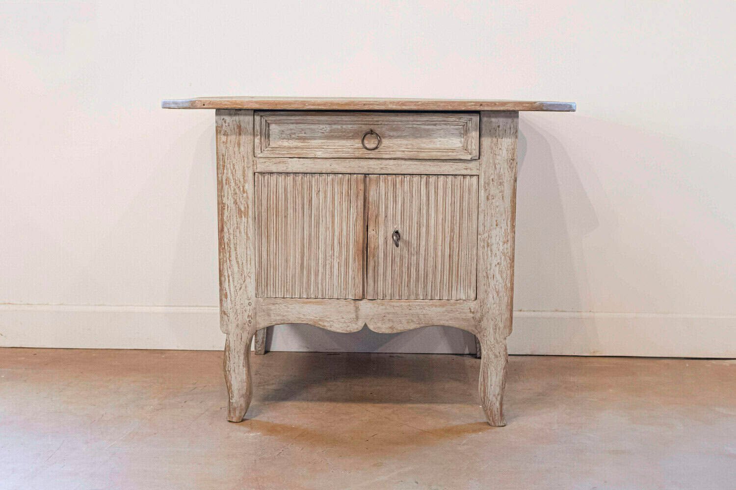 ON HOLD - Small Swedish Transitional 1790s Painted Sideboard with Drawer and Double Doors - JAA