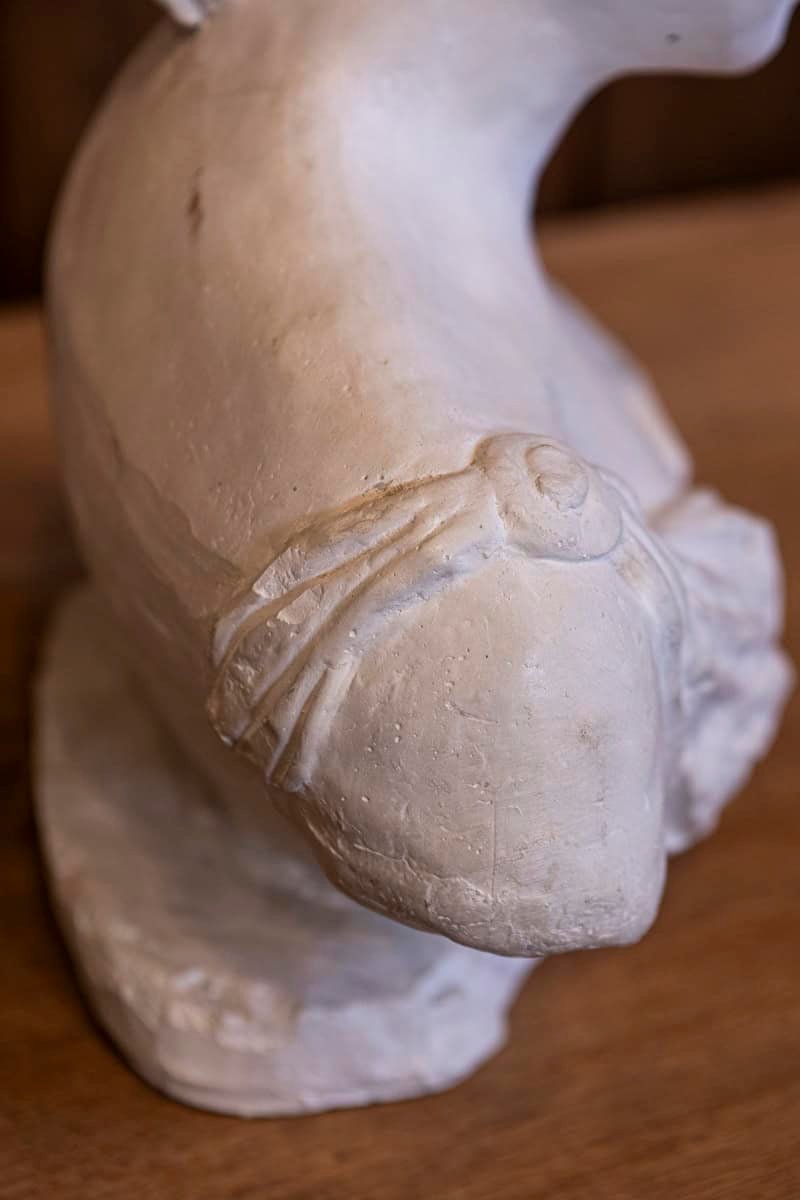 Italian Bust of a Woman Wearing a Creased Dress with Fibula, 20th Century - JAA