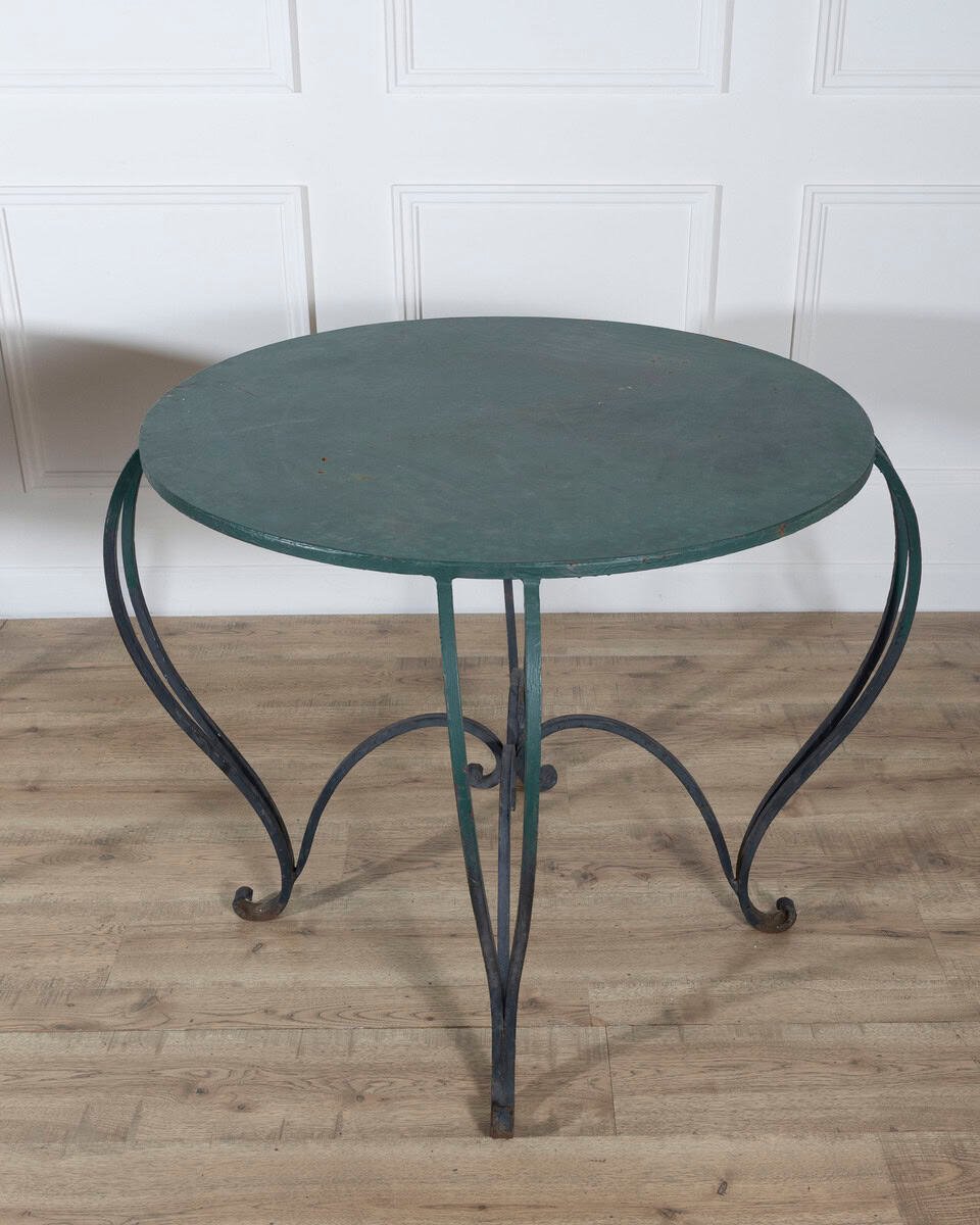 Pair of Late 19th / Early 20th-Century Lacquered Iron Round Tables - JAA