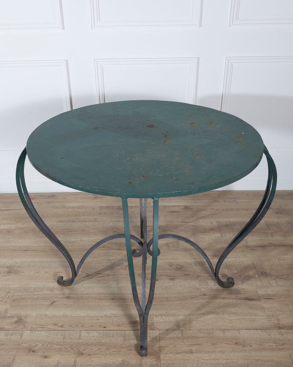 Pair of Late 19th / Early 20th-Century Lacquered Iron Round Tables - JAA