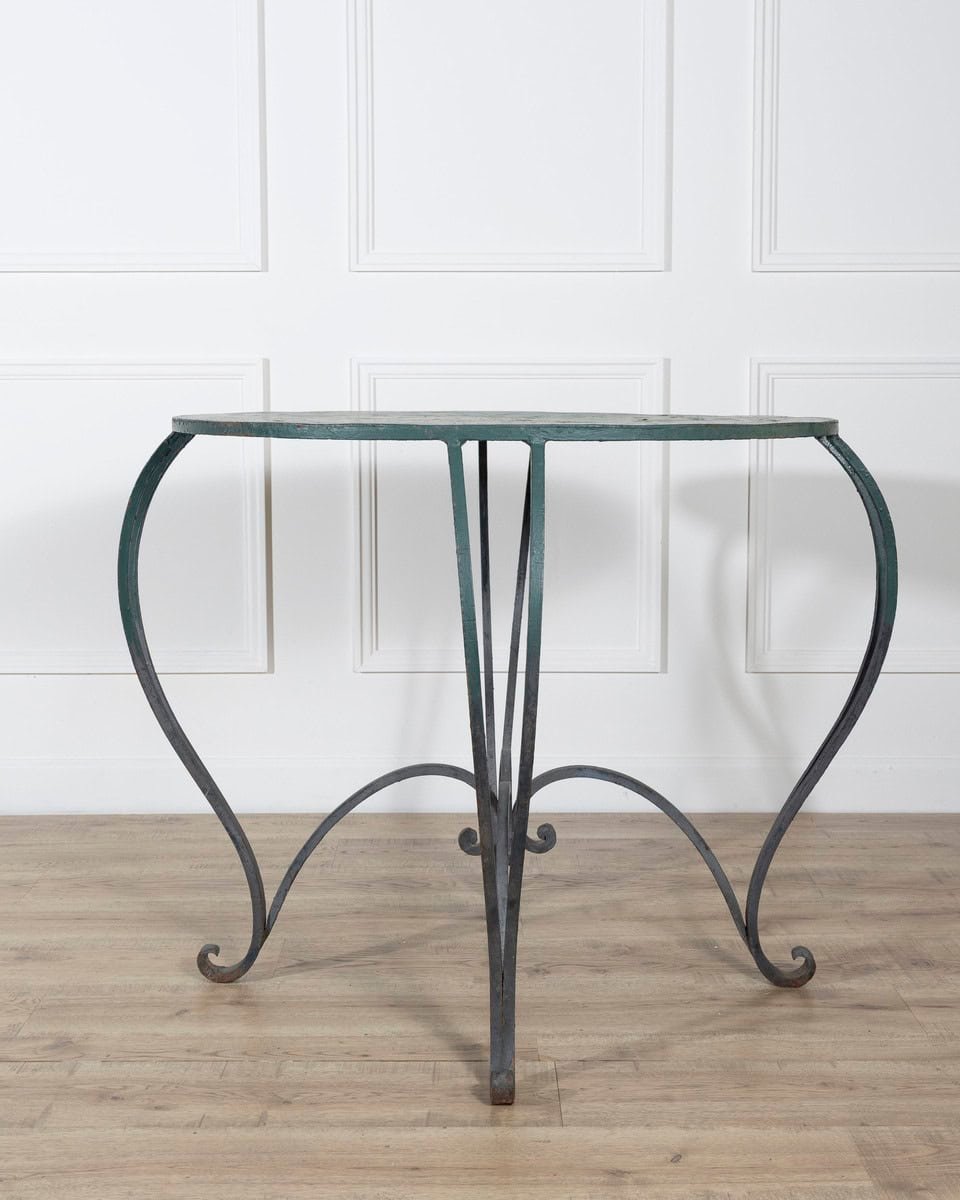 Pair of Late 19th / Early 20th-Century Lacquered Iron Round Tables - JAA