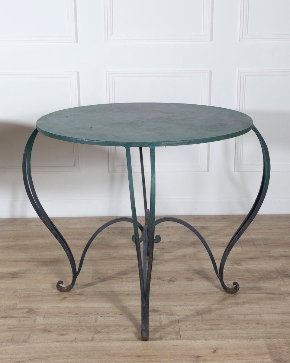Pair of Late 19th / Early 20th-Century Lacquered Iron Round Tables - JAA